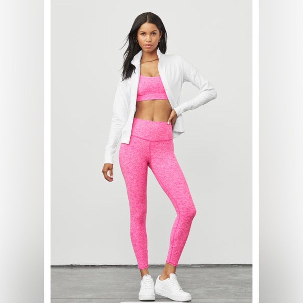 Alo Yoga, Alosoft 7/8 leggings in heather neon pink, size small